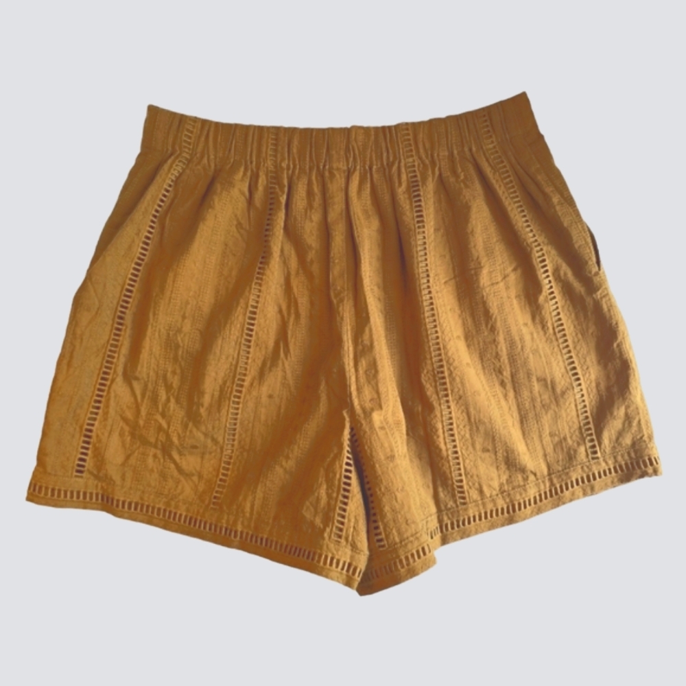 Gentle Fawn Luka Gold Brown High Rise Embroidered Shorts M - Picture 5 of 11